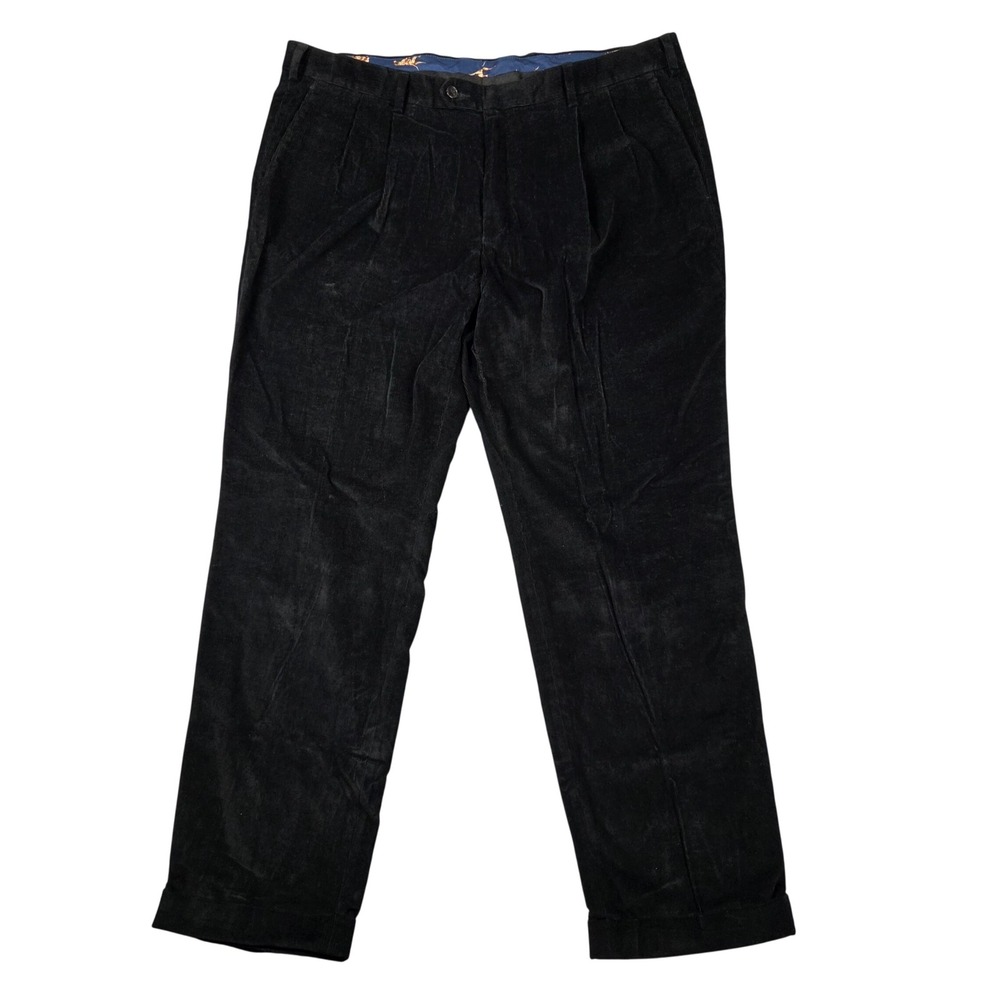 Lauren Ralph Lauren Corduroy Pants Mens 38W 30L Black Excellent Pleated Cuffed